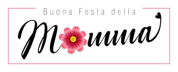 Mother's Day floral greeting card or web banner Italian fancy script Happy Mother's Day