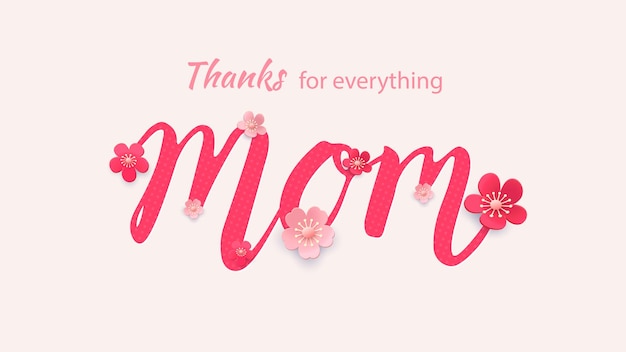 Vector mother s day greeting card with beautiful blossom flowers. happy mother s day.