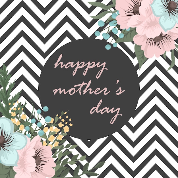 Mother's day greeting card with blossom flowers