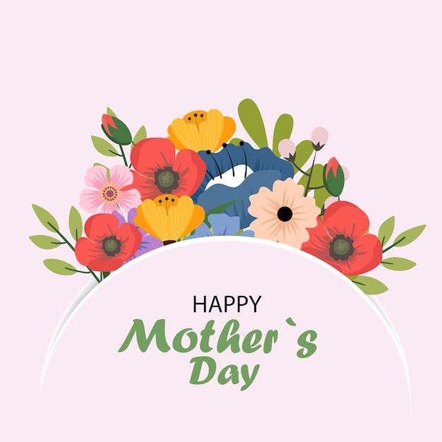 Поздравительная открытка на День матери с цветами Стильный весенний баннер с красивыми красочными цветами