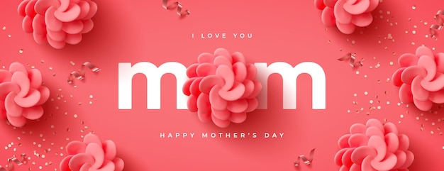 Mother's Day modern background with 3d decor elements Vector illustration