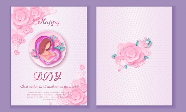 Mother's day origami paper art greeting card