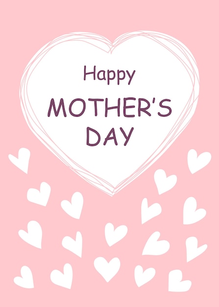 Mother's day pink card with text and hearts