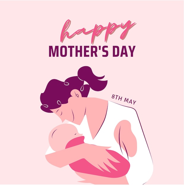 Mother's Day Pink illustration mother's love