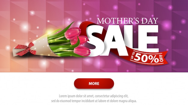 Mother's day sale purple discount banner with button