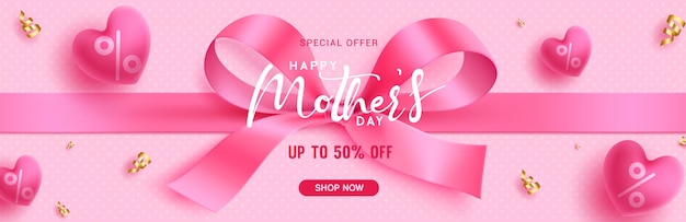 Mother's day sale text vector banner design. Happy mother's day seasonal promotion special offer