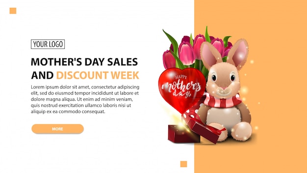 Mother's day sales and discount week, modern horizontal discount banner