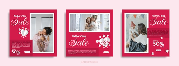 Mother's day social media post collection template design