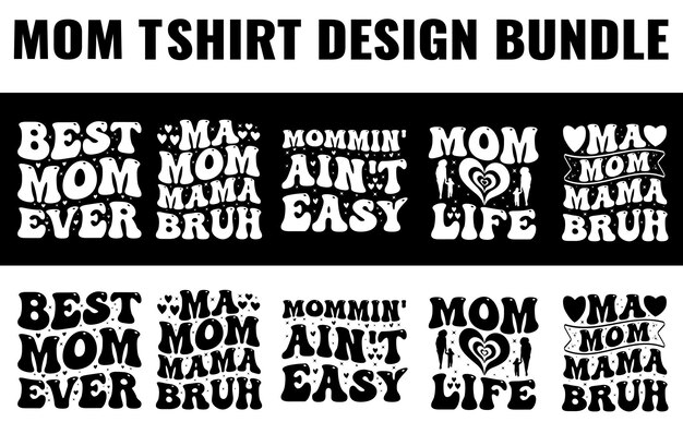 Vector mother's day t-shirt design set, print t-shirt design for mom, mother's day t-shirt vector,