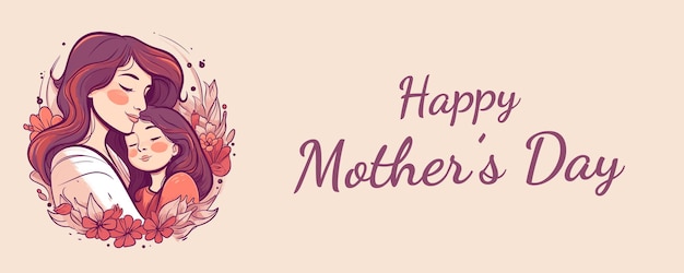 Mother's Day vector art illustration banner card editable text
