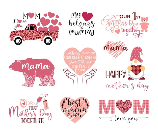 Mother's Day Vector Set moederdag citaatbundel