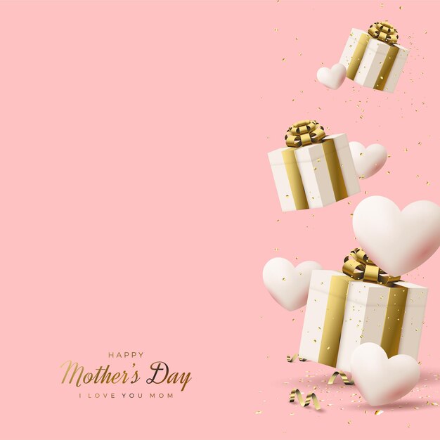 Mother's day with gift boxes flying.