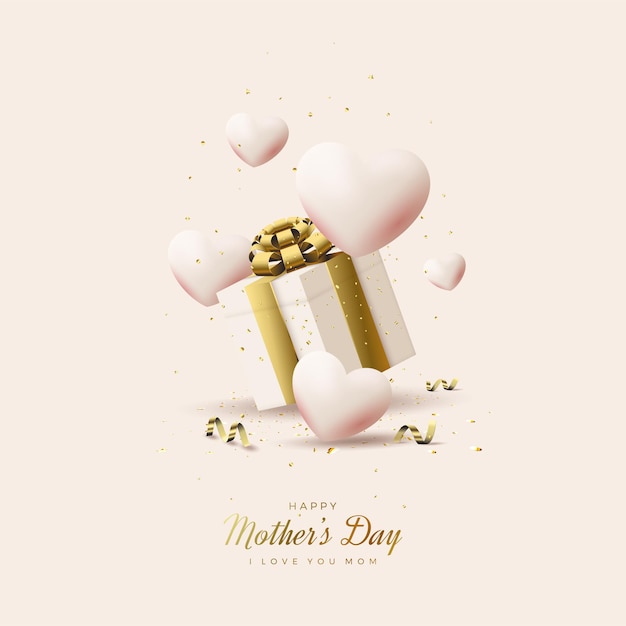 Mother's day with  gift boxes and lovely balloons.