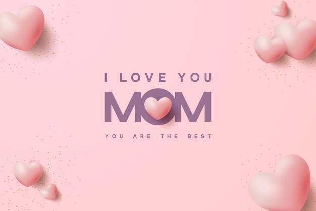 День матери с текстовыми иллюстрациями и воздушными шарами любви.
