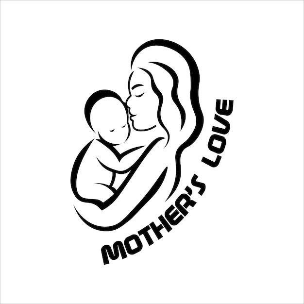 母の愛のロゴ イラスト ベクター デザイン