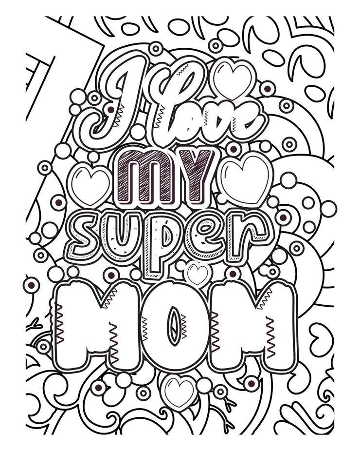 Vector mother's quotes coloring page coloring page design mother's day coloring page