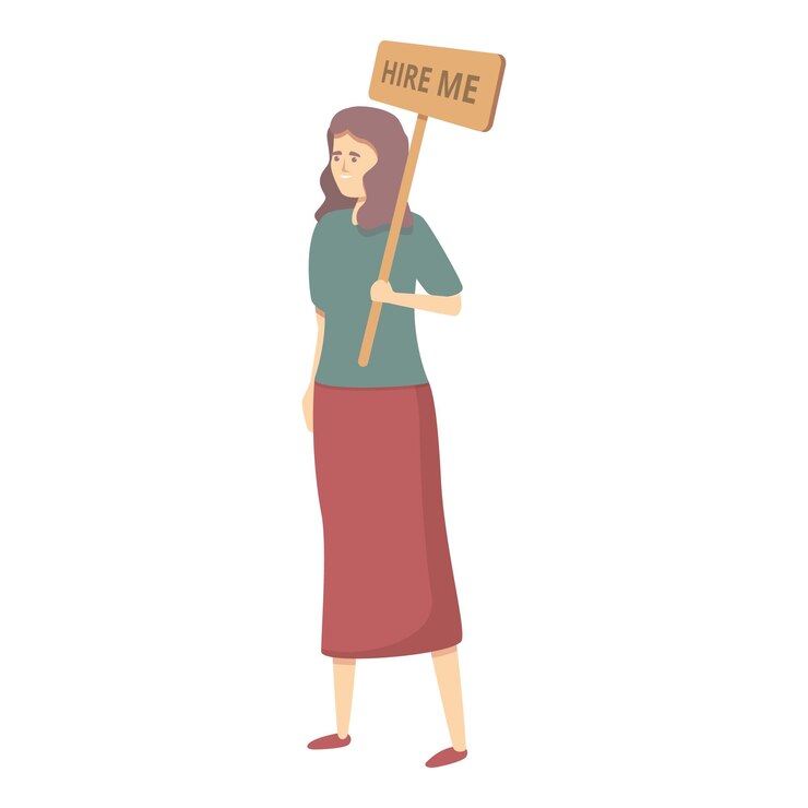 वेक्टर mother seeking job icon cartoon vector woman employee business work