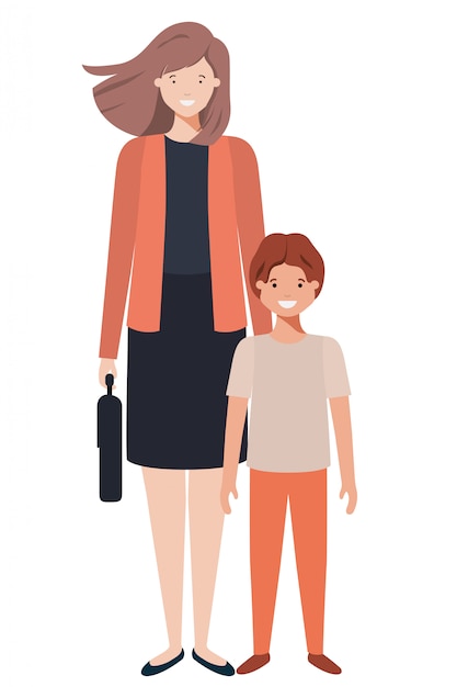 Mother and son avatar character