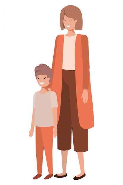 Mother and son avatar character