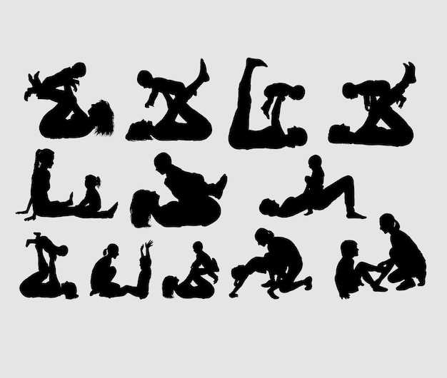 Mother and son, love and happiness silhouette