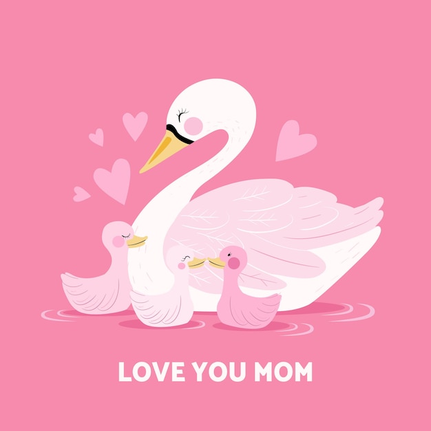 Vector mother swan