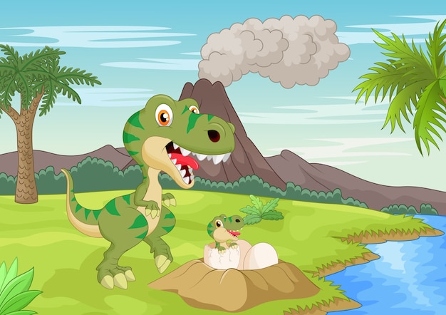 Мать тиранозавр с инкубацией ребенка
