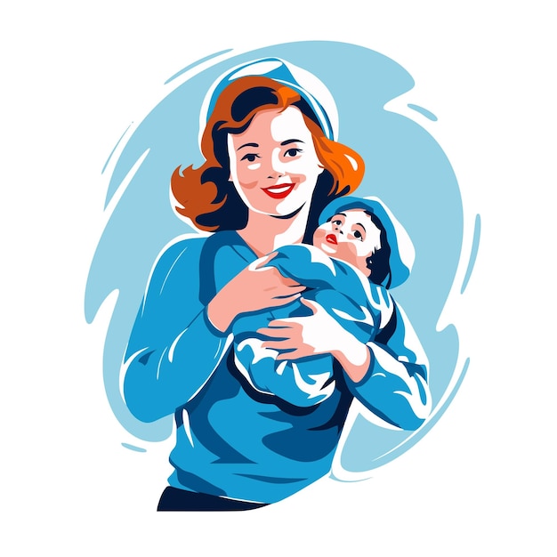 Mother with baby Happy family Vector illustration in cartoon style