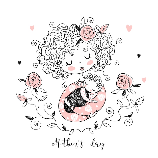 The mother with the baby. mother's day card.