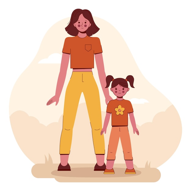 Vector mother with daughter together