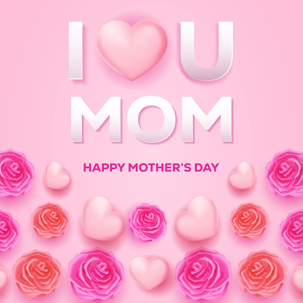 Illustrazione della cartolina d'auguri di mother39s con ornamento floreale e d'amore