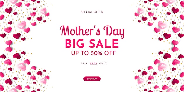 Vector mother39s day sale poster or holiday shop seasonal discount offer banner