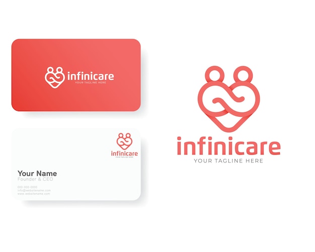 Vettore logo di mothercare care foundation healthcare con vettore di forme d'amore infinito