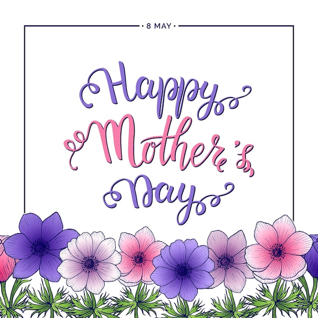 Mothers day background with pink and lilac flower