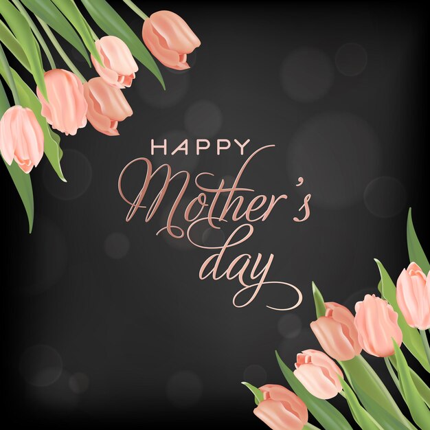 Modello di banner per la festa della mamma con fiori di tulipani. biglietto di auguri floreale per le vacanze della festa della mamma per volantini, brochure, modelli di sconto primavera in vendita. illustrazione vettoriale