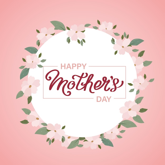 Mothers day banner with cherry blossom flowers greeting card template illustration