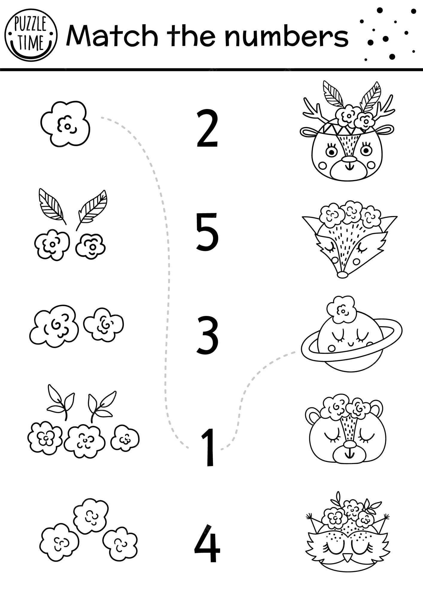 Premium Vector | Mothers day black and white matching game with cute animals  and head decoration holiday math line activity for preschool kids with  flowers printable counting worksheet or coloring pagexa