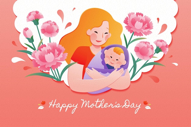 Mothers day card with newborn