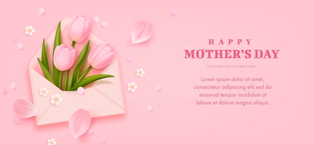 Mothers day card with tulips