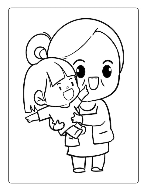 Mothers day coloring pages for children with cute animals holiday black and white activity worksheet