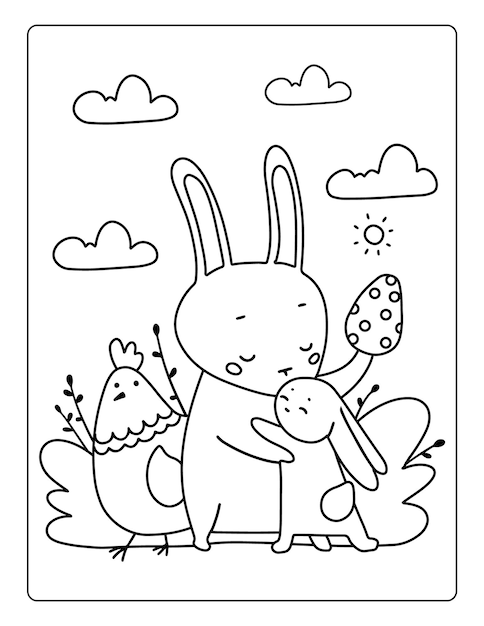 Mothers day coloring pages for children with cute animals holiday black and white activity worksheet