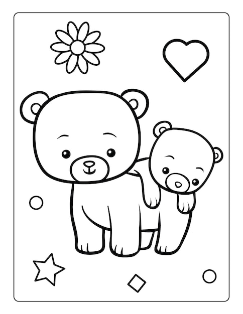 Mothers day coloring pages for children with cute animals holiday black and white activity worksheet