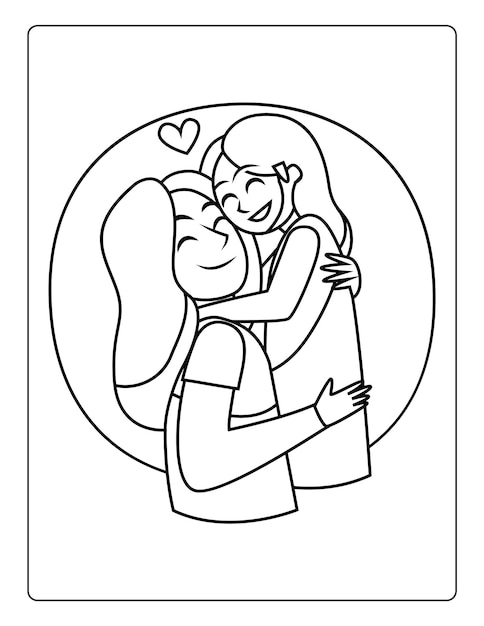 Mothers day coloring pages for children with cute mom son holiday black and white activity worksheet