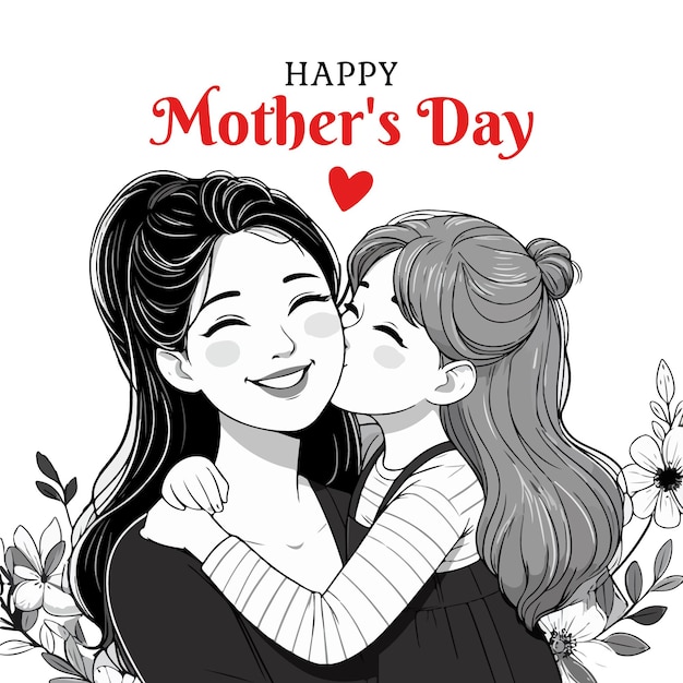 День матери концепция дизайна вектора счастливой матери и дочери
