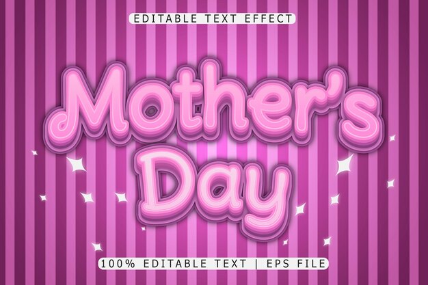 Mothers Day Editable Text Effect 3 Dimension Emboss Modern Style