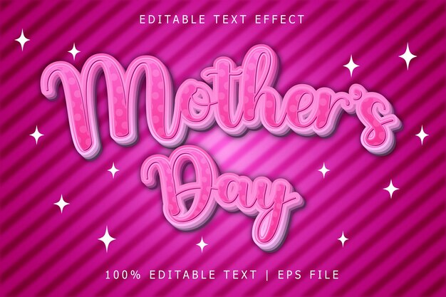 Mothers Day Editable Text Effect 3 Dimension Emboss Modern Style