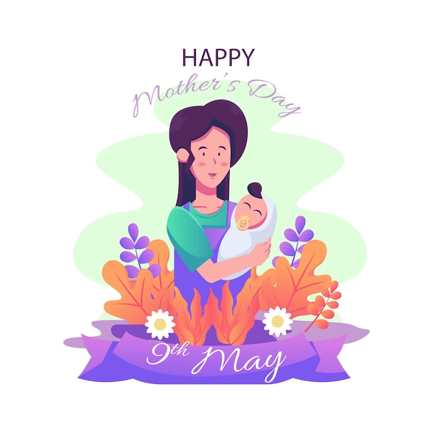 mothers day flat vector illustration design