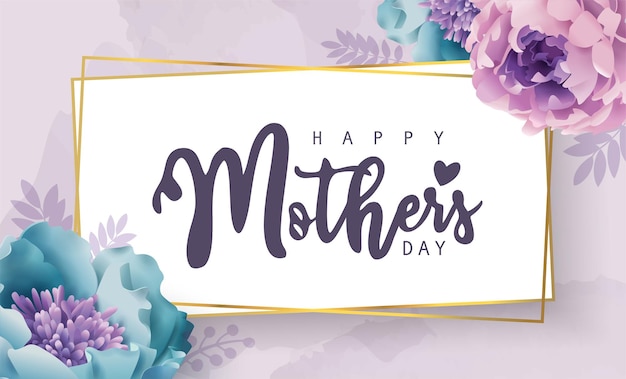 mothers day greeting card with beautiful blossom flowers