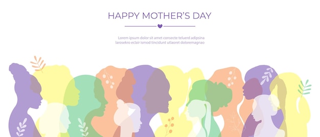 Mothers Day greeting cardVector illustration with women silhouettes