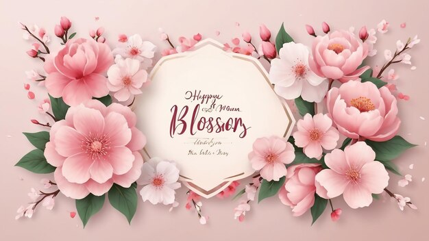 Mothers day greeting design with beautiful blossom flowers