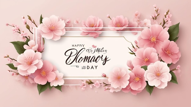 Mothers day greeting design with beautiful blossom flowers